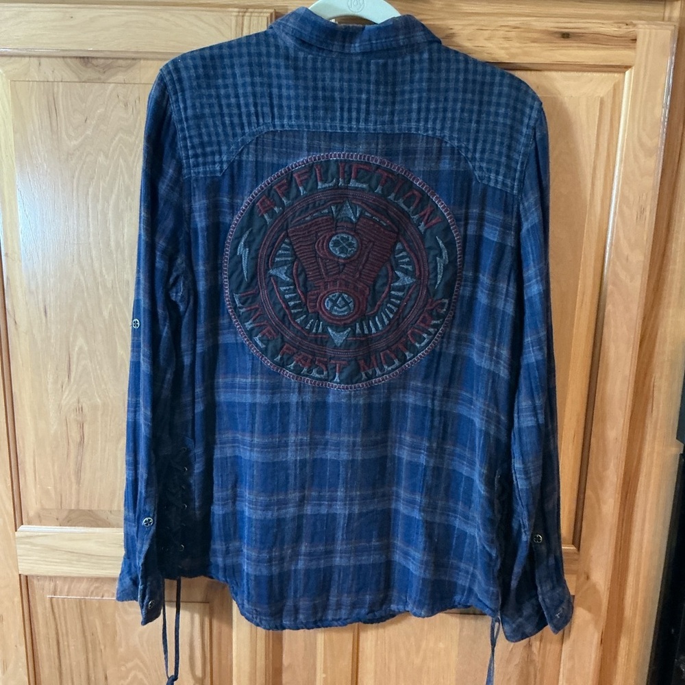 Affliction Blue Plaid Button-Up Shirt X-Large